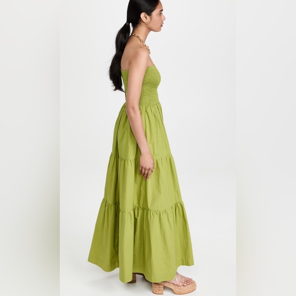 Like New S/W/F Lime Yellow Green Asymmetric Maxi Dress Smocked - Picture 6 of 8